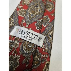Masetti Moda Mashile 100% Silk Mens Neck Tie Red Paisley Royal Luxe